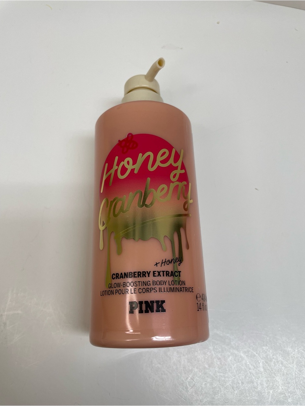 PINK Victoria's Secret Honey Cranberry Glow Body Lotion - Peach & Pink Bottle